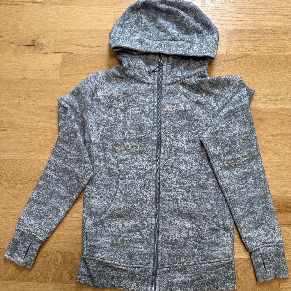 Lululemon Scuba Hoodie Full Zip in marled grey/white/pink pattern - Size 6